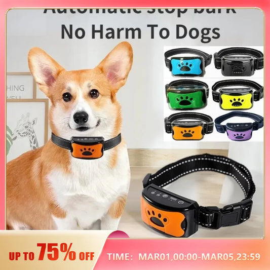 Pet Dog Antibarking USB Electric Ultrasonic Dogs Stop Barking Vibration anti Bark Collar Automatic Collar Dog Training Collars