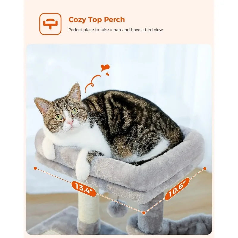 PEQULTI Small Cat Tree, [28.5''] Cat Tower for Indoor Cats, 2 Styles Cat Activity Tree with Cat Scratching Posts